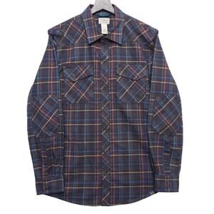 L.L. Bean Plaid Flannel Shirt Western Style Snap Front Multicolor Men's Medium M